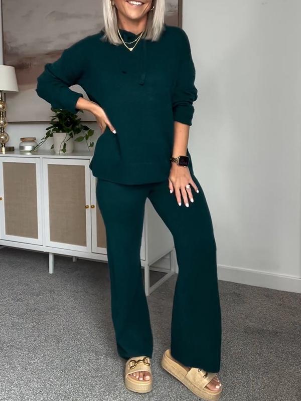 Zweiteiliges Strick-Set mit Kapuzenpullover für Damen