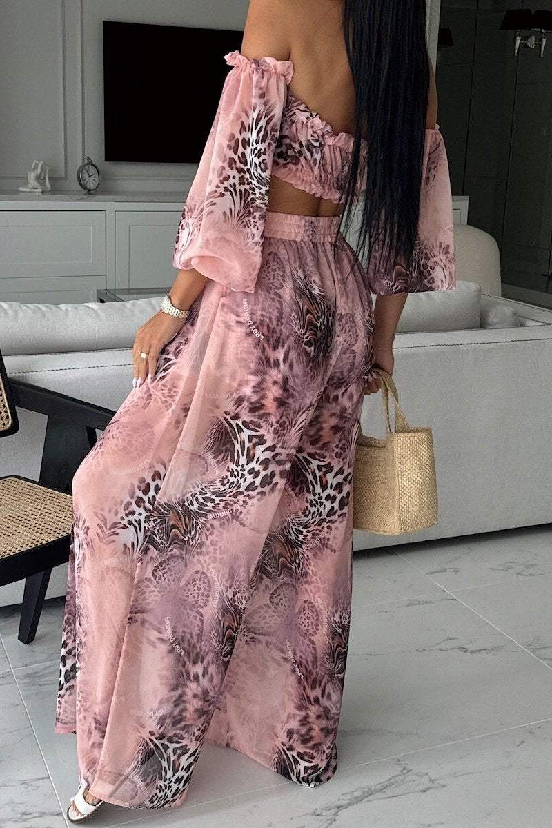 Bedruckter Chiffon-Freizeitanzug für Damen