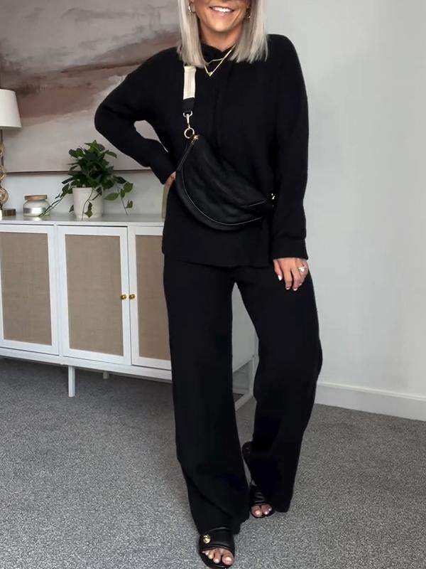 Zweiteiliges Strick-Set mit Kapuzenpullover für Damen