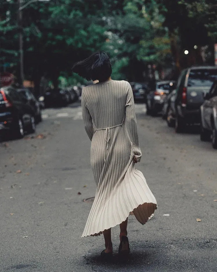 Fall New Sleeved Knit Midi Dress (Buy 2 Free Shipping)