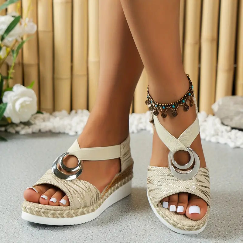 Women'S Leather Platform Wedge Orthopedic Sandals