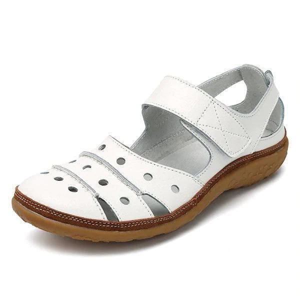 Damen-Flachleder-Sandalen mit Hohlhaken