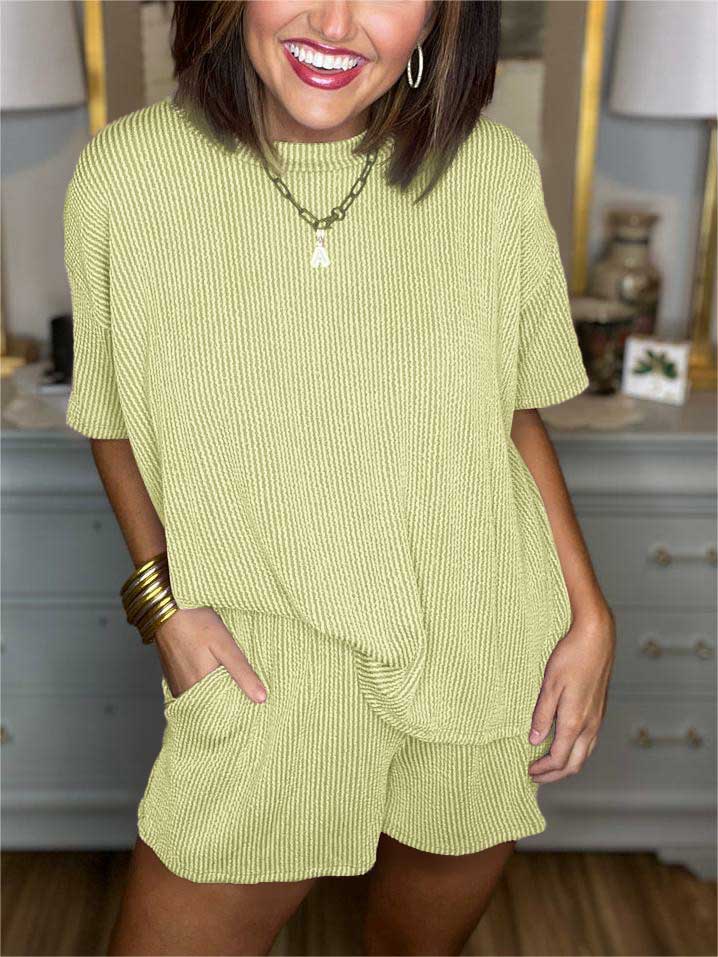 New Ribbed Top and Short Set (Buy 2 Free Shipping)