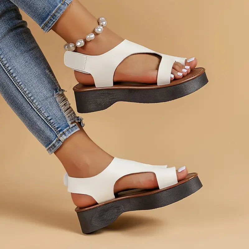 WOMEN'S LEATHER PLATFORM WEDGE ORTHOPEDIC SANDALS