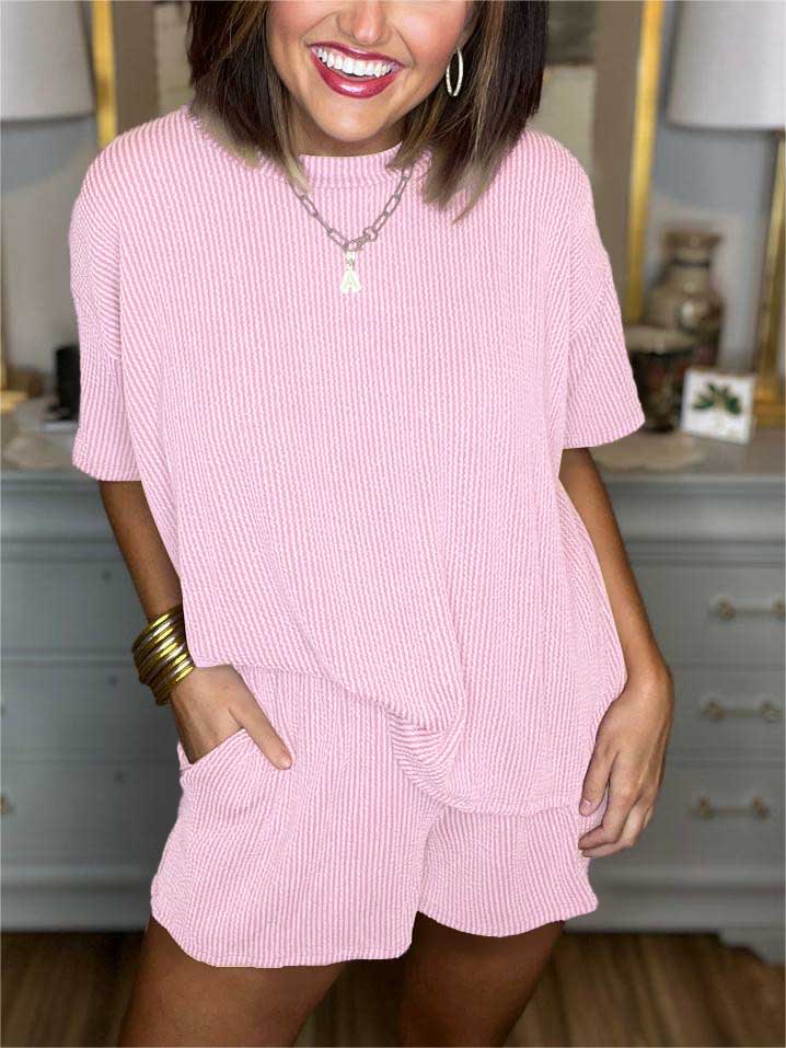 New Ribbed Top and Short Set (Buy 2 Free Shipping)
