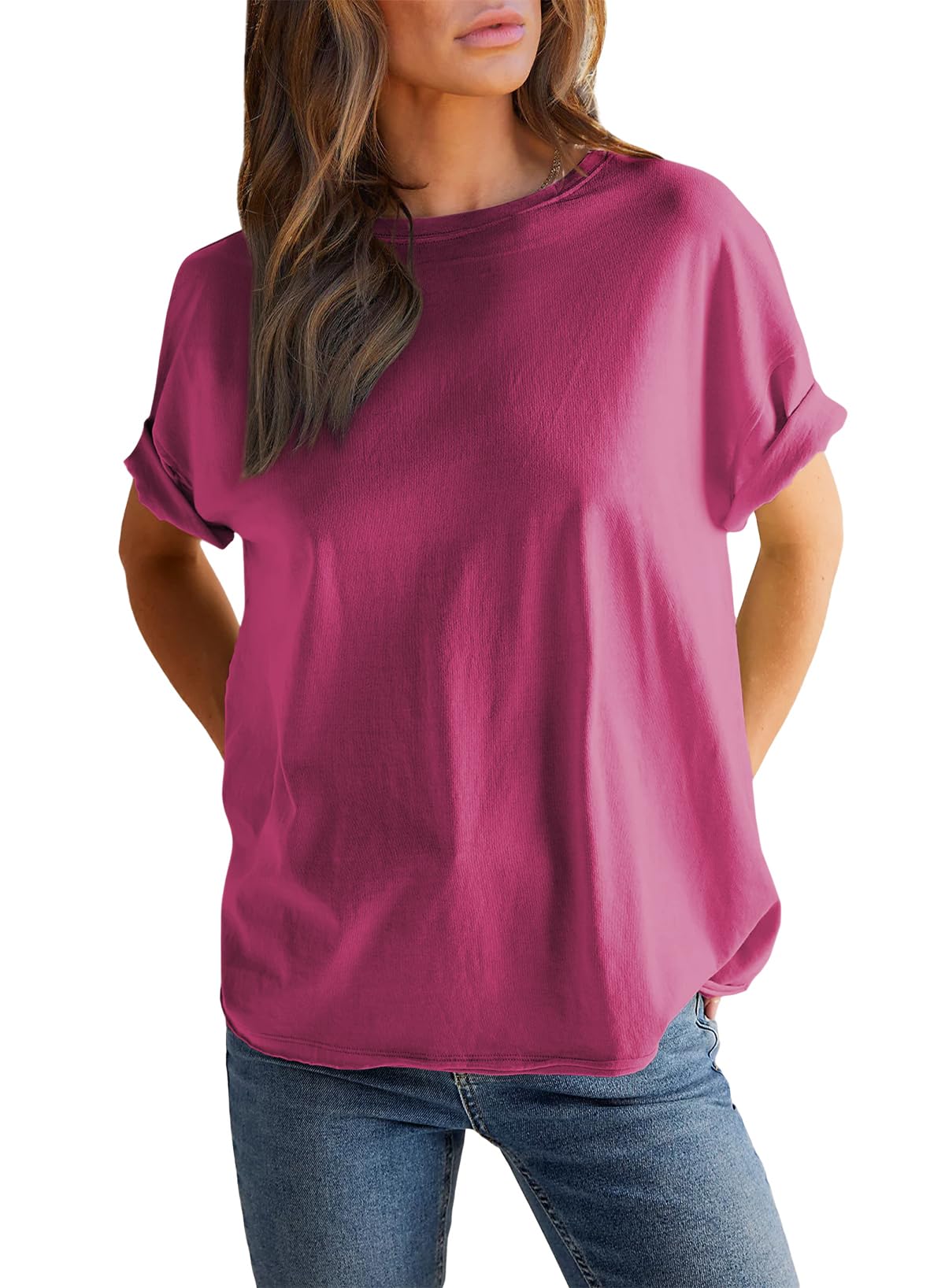 Women¡¯s Solid Color Round Neck Short Sleeve T-shirt (Buy 2 Free Shipping)