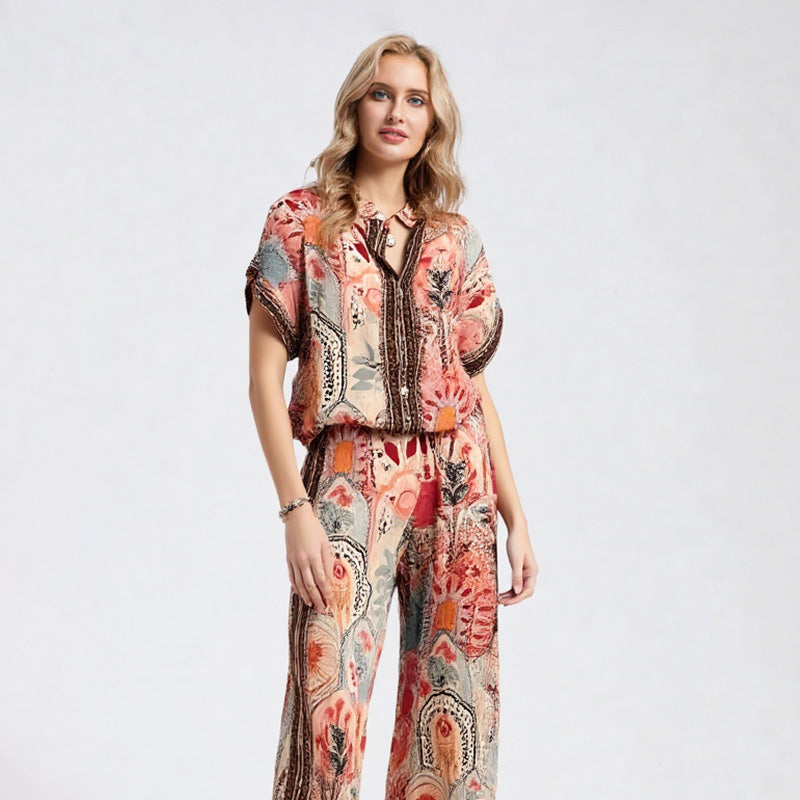 ⏳Time-Limited Special⏰Women's Printed Top & Wide Leg Pants 2-Piece Set