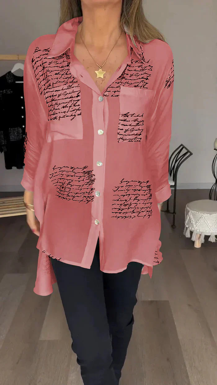 New Letter Print Fashion Lapel Shirt (Buy 2 Free Shipping)