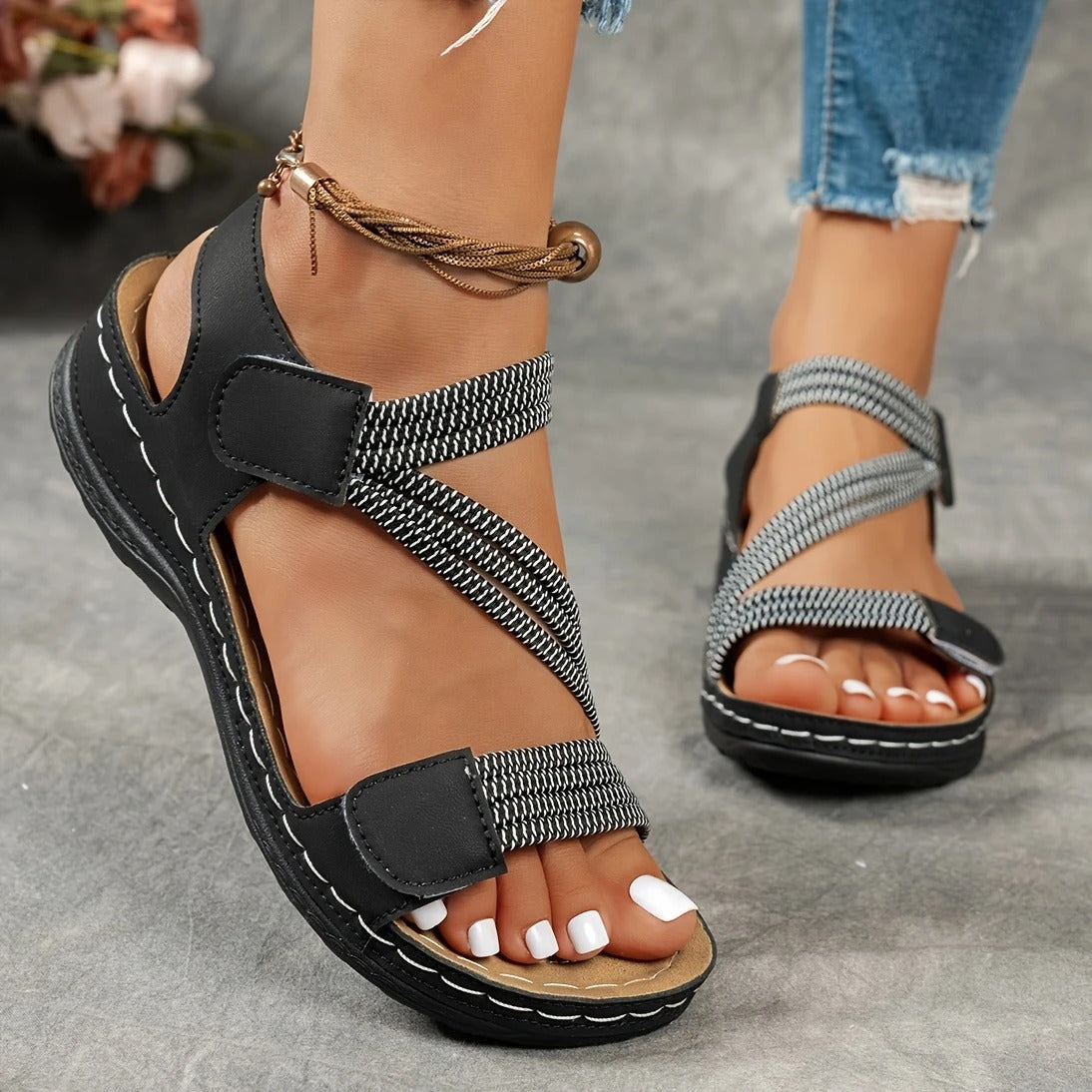 Vintage Leather Fisherman Sandals for Women - Comfortable Closed Toe Summer Walking Shoes