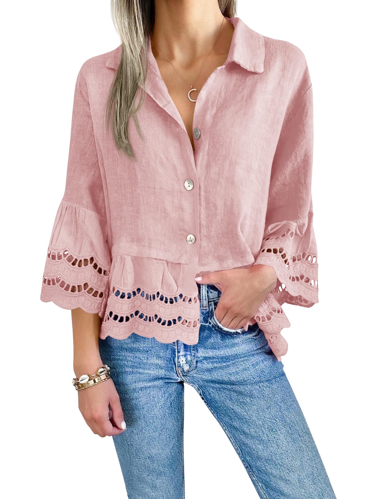 Women's Eyelet Lace Blouse Tops (Buy 2 Free Shipping£©