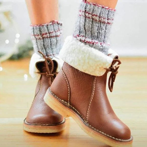 Waterproof Wool Lined Leather Orthopaedic Snow Boots