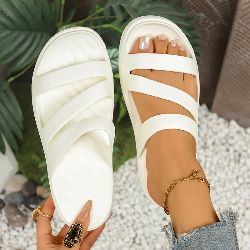 Damen gepolsterte Slide-Sandalen – Bequeme Schuhe mit dicker Sohle