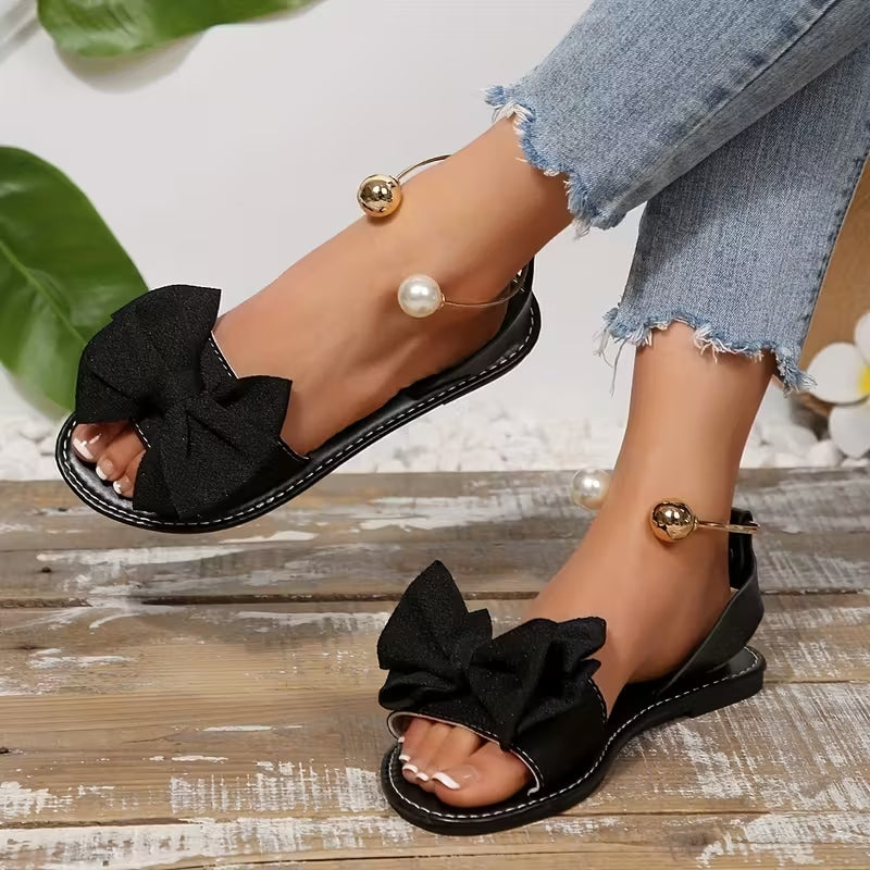 Women’s Bow Flat Sandals – Comfortable Casual Summer Shoes