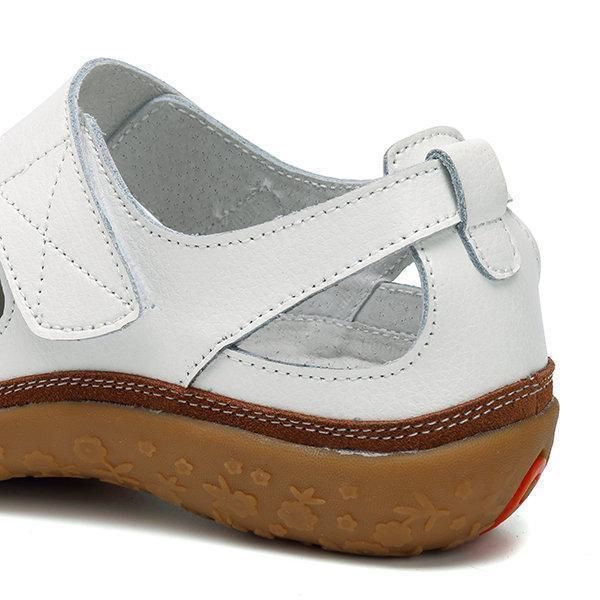 Damen-Flachleder-Sandalen mit Hohlhaken