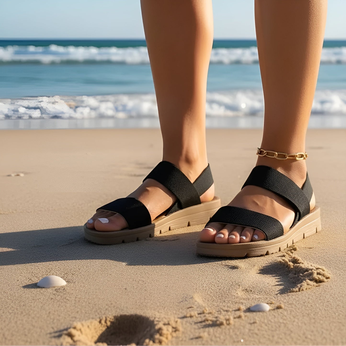 Elastische Damen-Keilsandalen – Bequeme Sommer-Laufschuhe