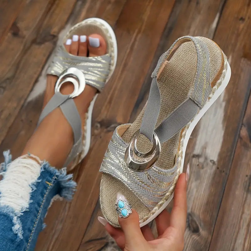 Women'S Leather Platform Wedge Orthopedic Sandals