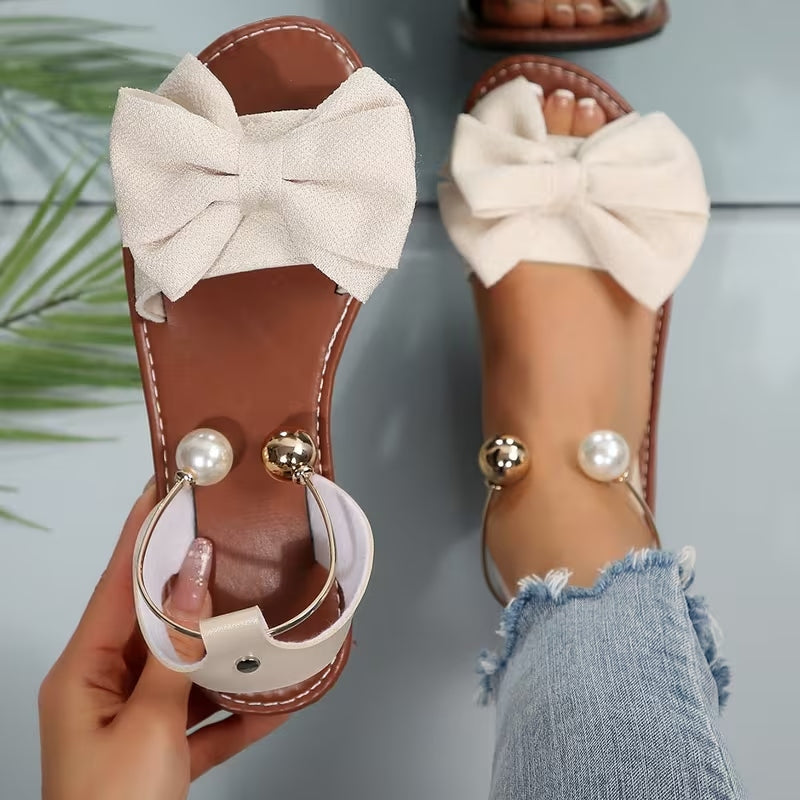 Women’s Bow Flat Sandals – Comfortable Casual Summer Shoes