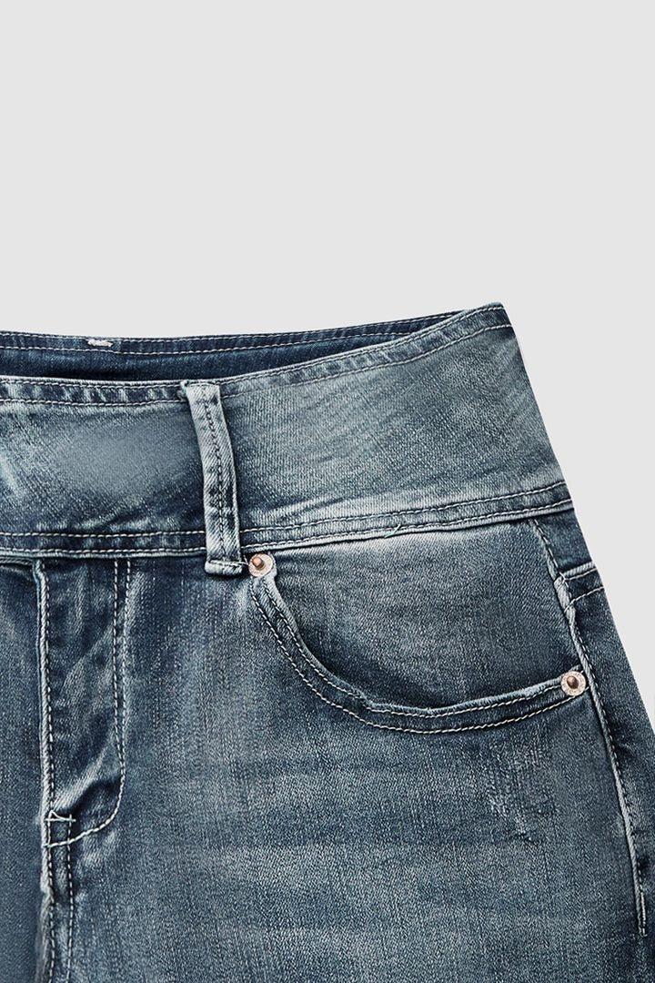 Vintage Knopf Mid Rise Schlagjeans