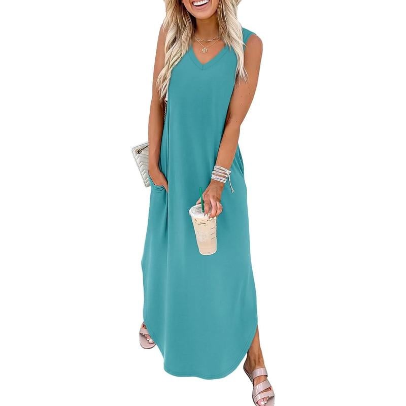 Summer Dresses Maxi Dress Vacation Beach Sundresses with Pockets