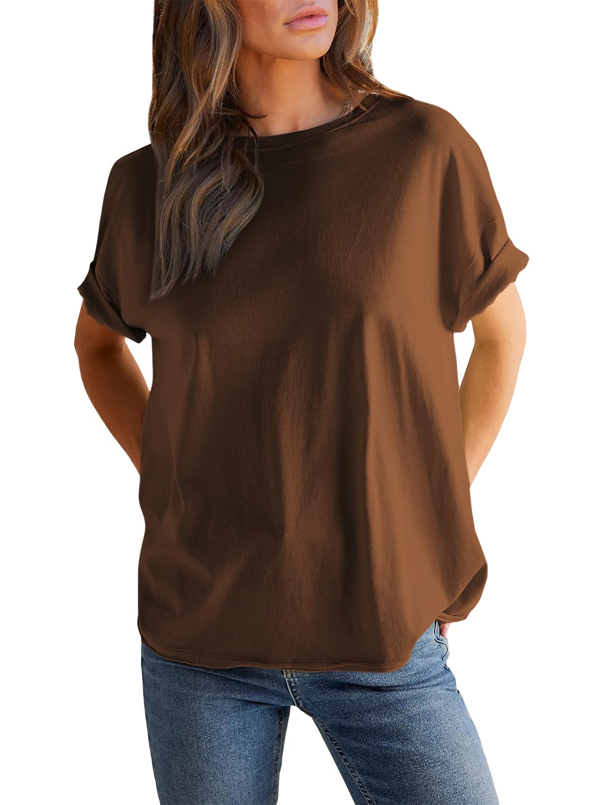 Women¡¯s Solid Color Round Neck Short Sleeve T-shirt (Buy 2 Free Shipping)