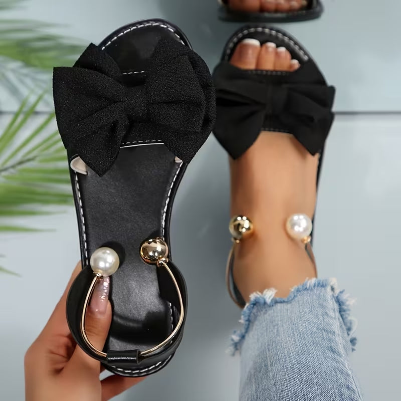 Women’s Bow Flat Sandals – Comfortable Casual Summer Shoes
