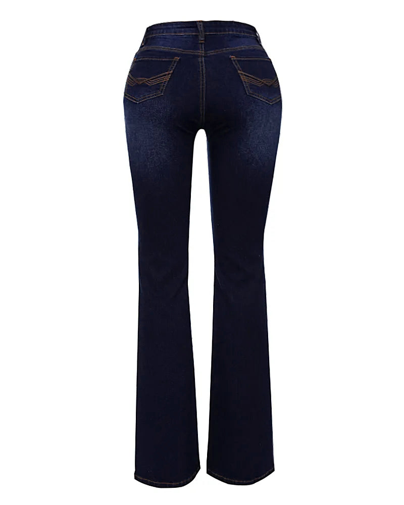 Damen Retro Bootcut Hose mit mittlerer Bundhöhe (2 kaufen, kostenloser Versand)