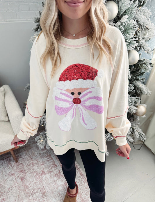 Weihnachtspullover mit Pailletten und Schleife für Damen (2 kaufen, kostenloser Versand)