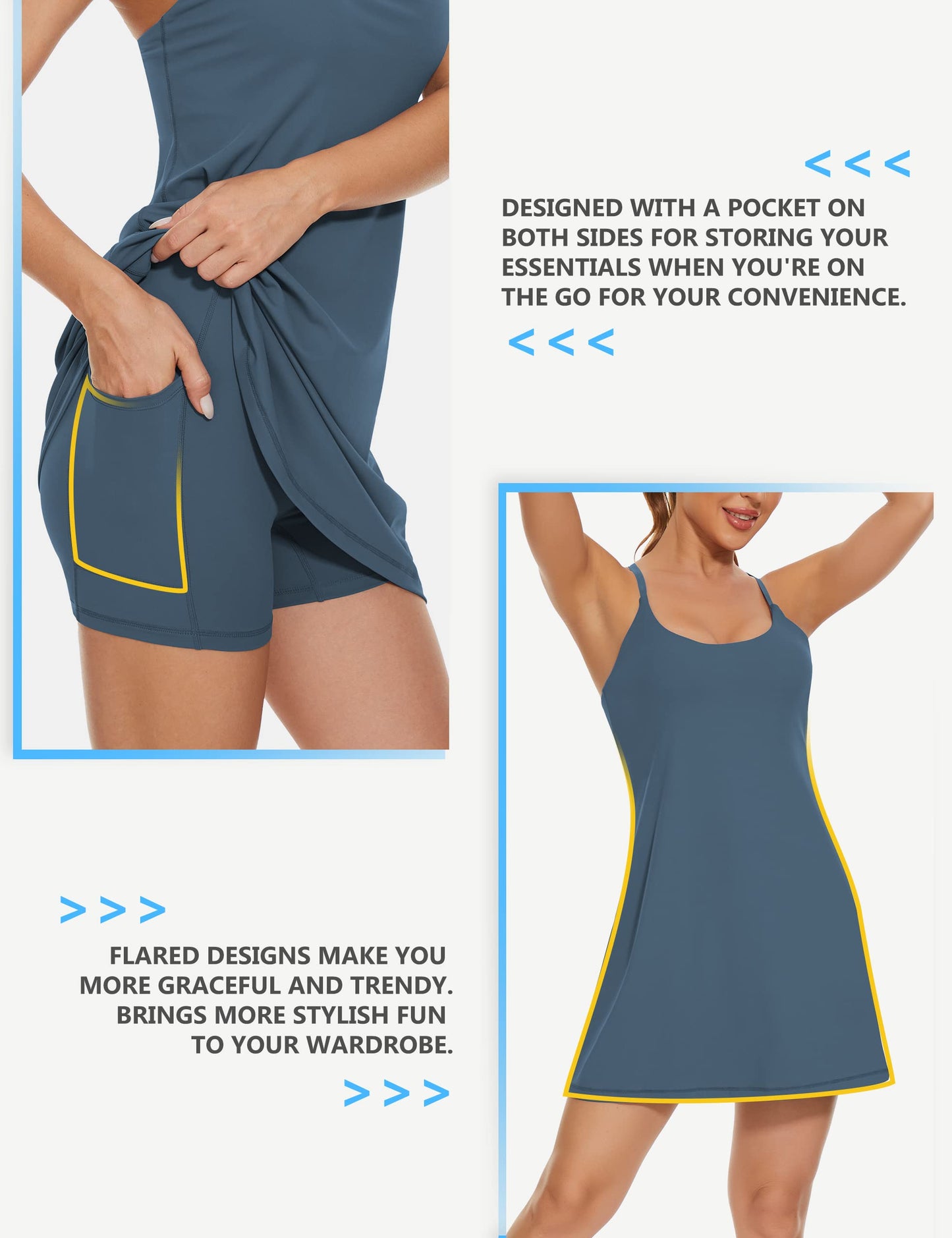 2-in-1-Trainingskleider mit integriertem BH und Shorts