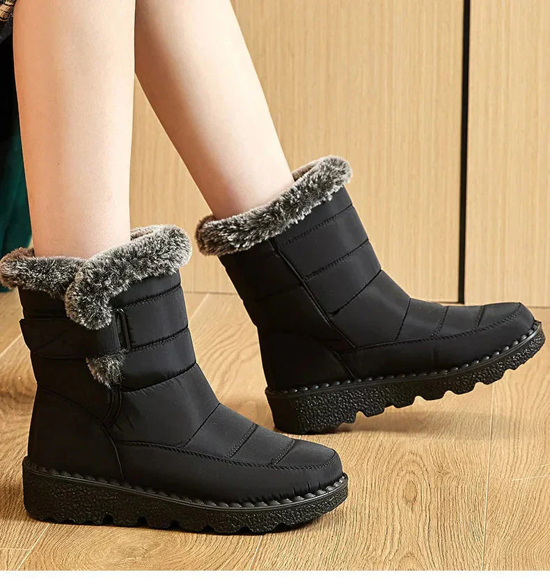 Damen Knöchel Pelz Schnee Winterstiefel