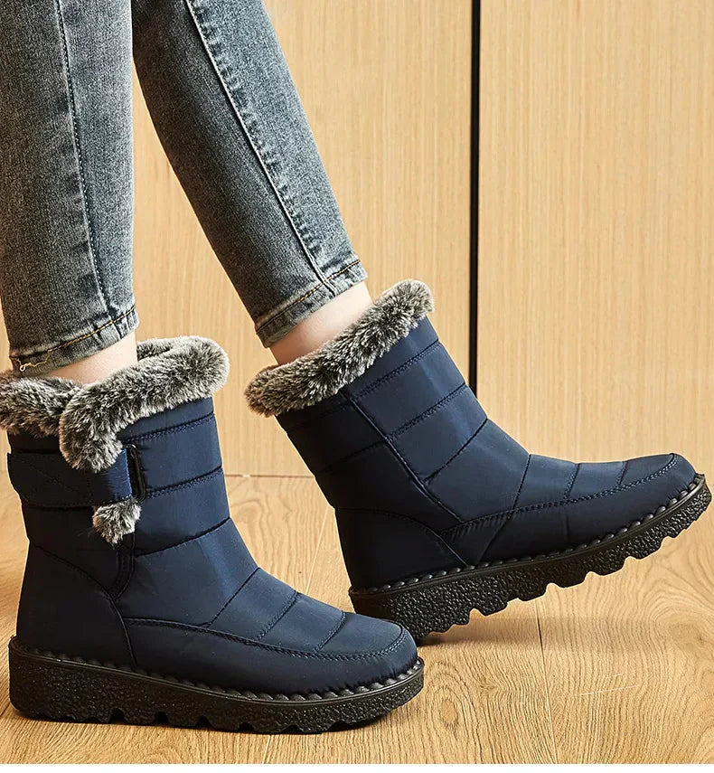 Damen Knöchel Pelz Schnee Winterstiefel