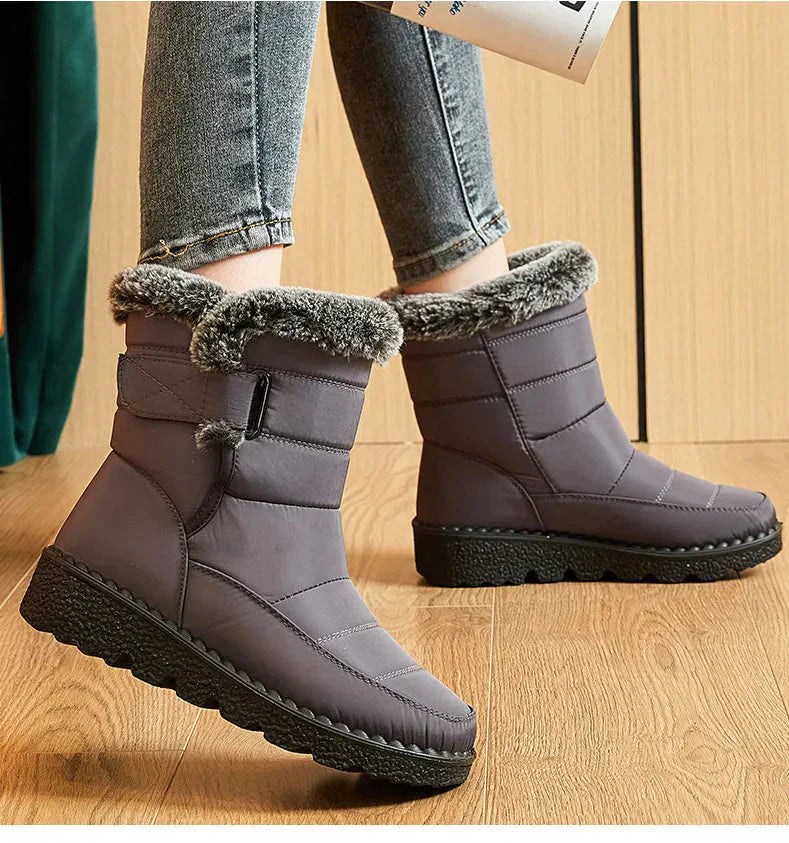 Damen Knöchel Pelz Schnee Winterstiefel