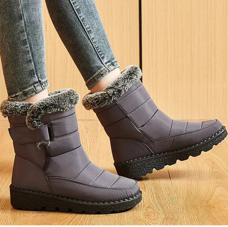 Damen Knöchel Pelz Schnee Winterstiefel