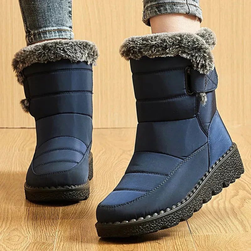 Damen Knöchel Pelz Schnee Winterstiefel