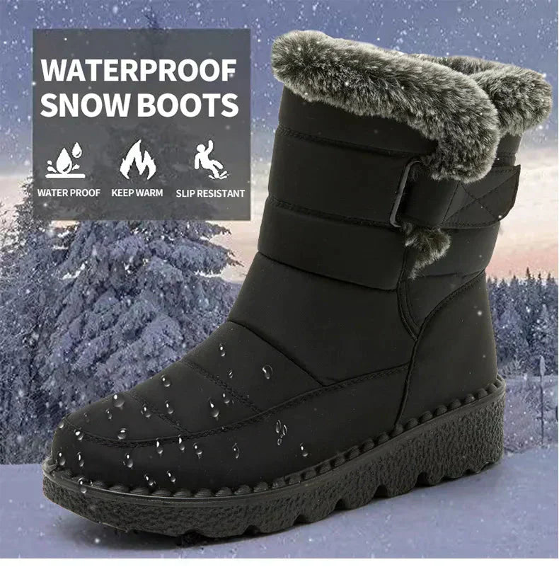 Damen Knöchel Pelz Schnee Winterstiefel