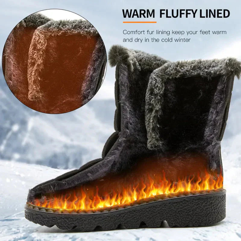 Damen Knöchel Pelz Schnee Winterstiefel