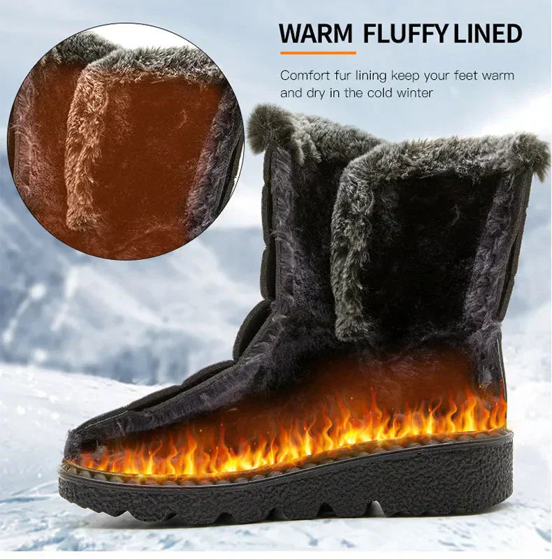 Damen Knöchel Pelz Schnee Winterstiefel