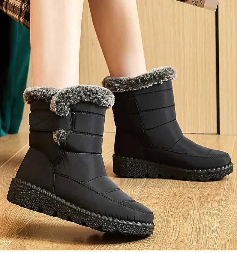 Damen Knöchel Pelz Schnee Winterstiefel