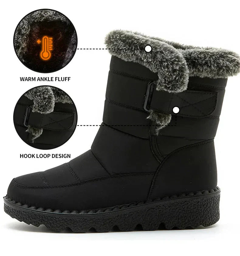 Damen Knöchel Pelz Schnee Winterstiefel