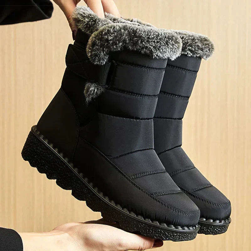 Damen Knöchel Pelz Schnee Winterstiefel