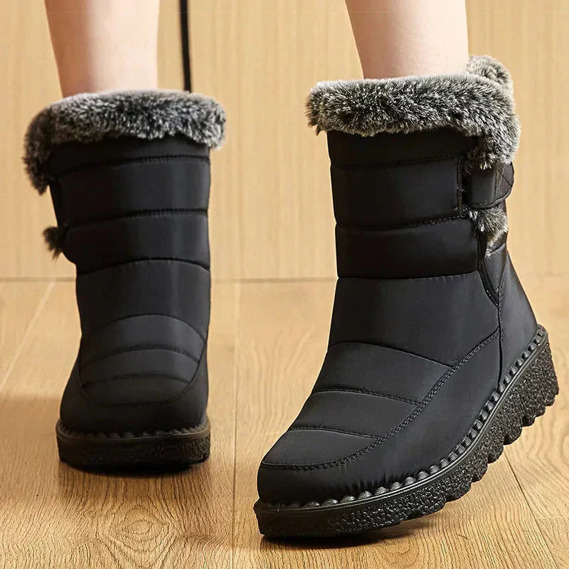 Damen Knöchel Pelz Schnee Winterstiefel