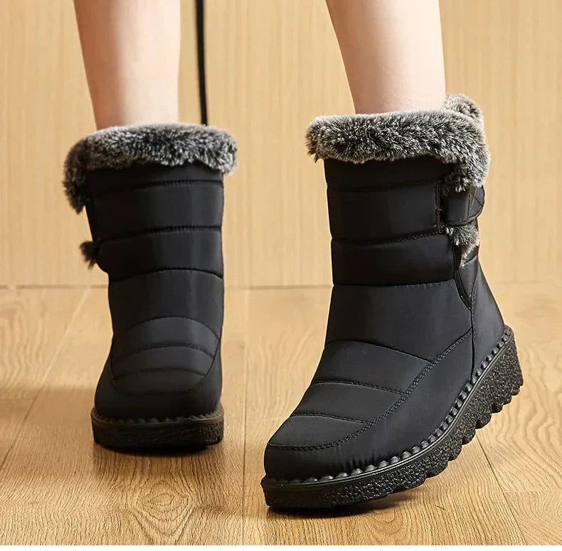 Damen Knöchel Pelz Schnee Winterstiefel