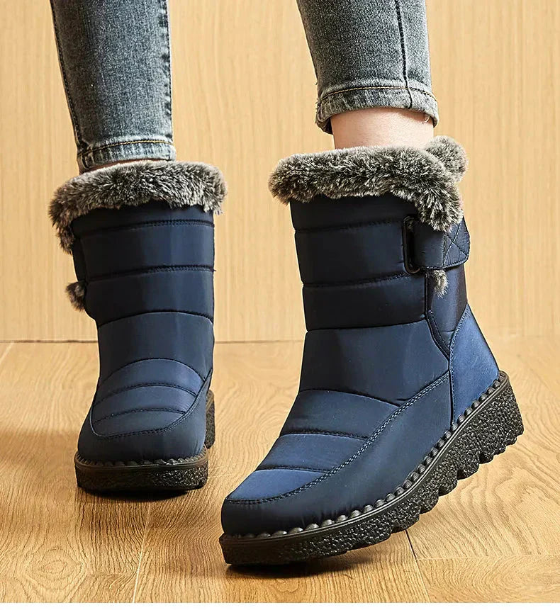 Damen Knöchel Pelz Schnee Winterstiefel