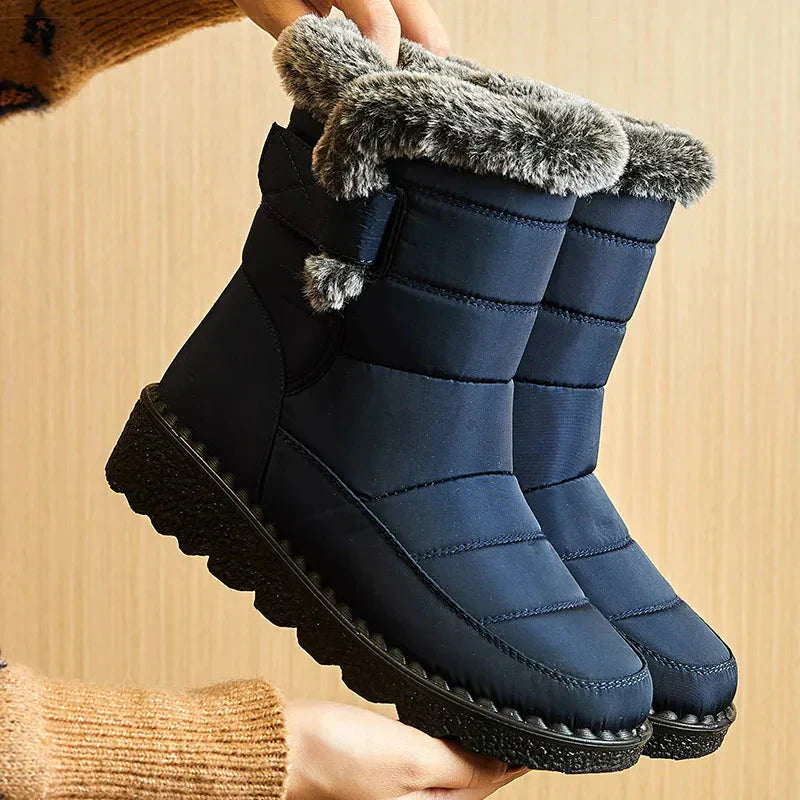Damen Knöchel Pelz Schnee Winterstiefel