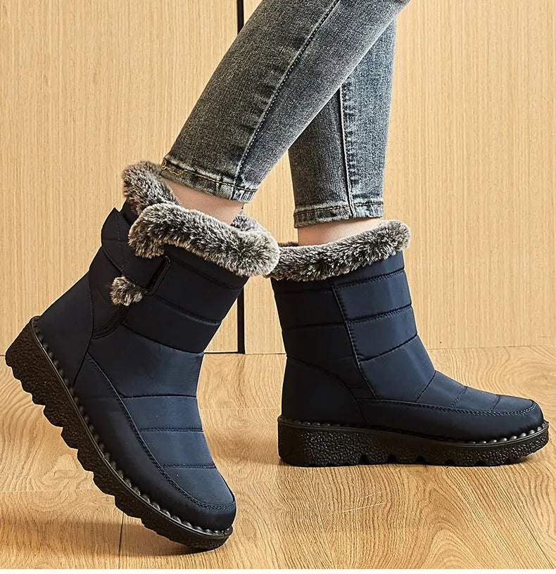 Damen Knöchel Pelz Schnee Winterstiefel
