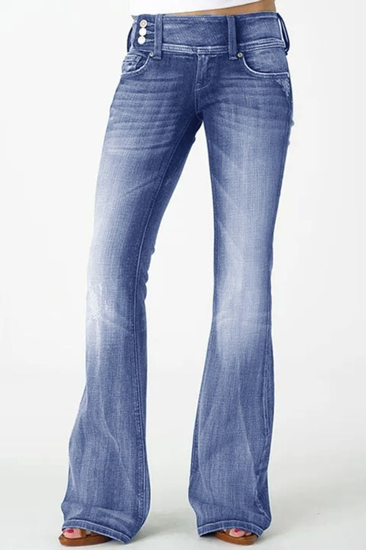Vintage Knopf Mid Rise Schlagjeans