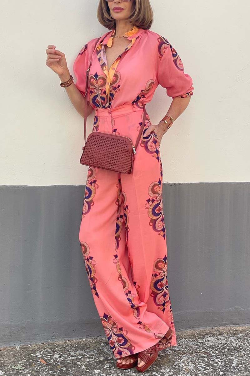 Zweiteiliges Freizeitset für Damen mit Retro-Print