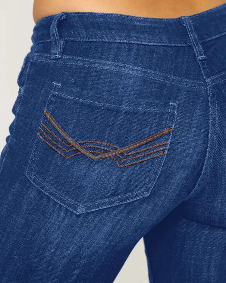 Damen Retro Bootcut Hose mit mittlerer Bundhöhe (2 kaufen, kostenloser Versand)