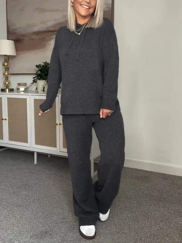 Zweiteiliges Strick-Set mit Kapuzenpullover für Damen