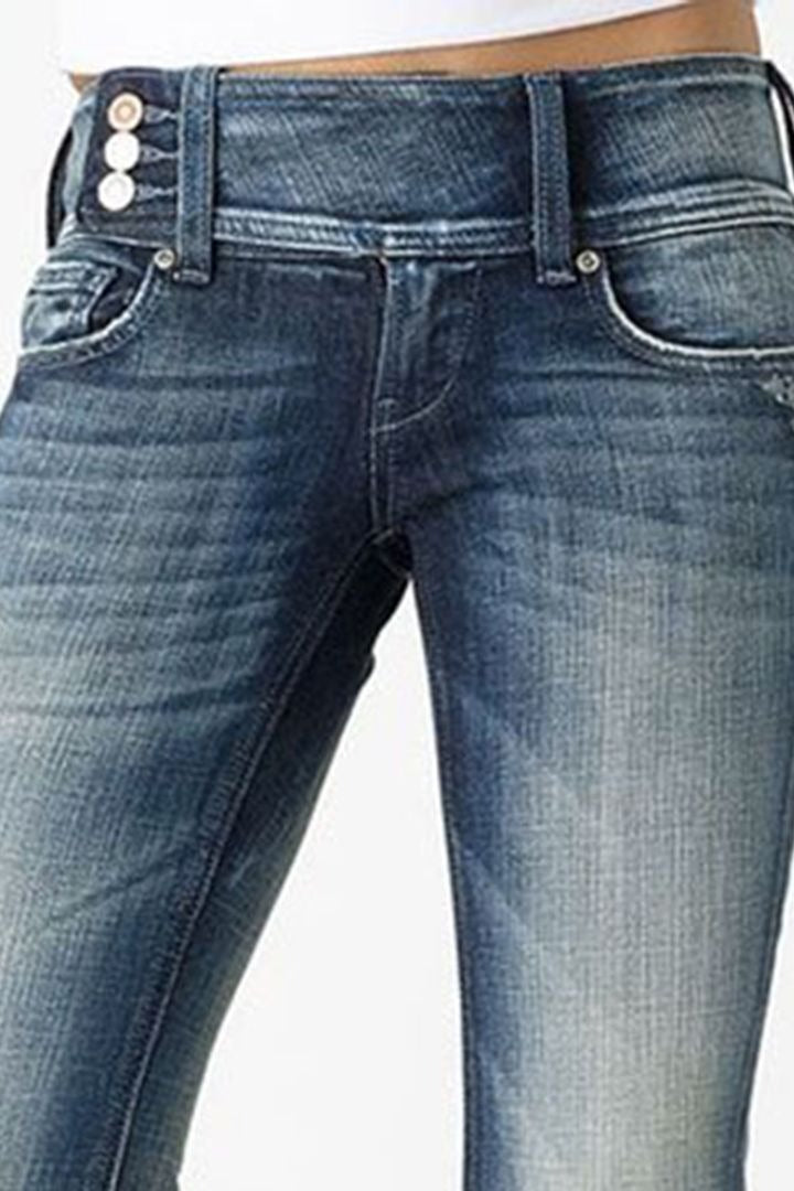 Vintage Knopf Mid Rise Schlagjeans