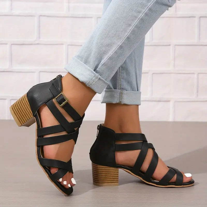 Women's Retro Stacked Heeled Orthopedic Sandals